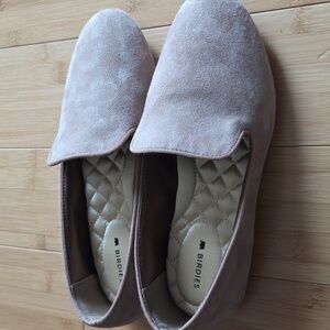 Birdies The Sterling in Tan Satin Suede Pointed Toe Flats 6 Wide